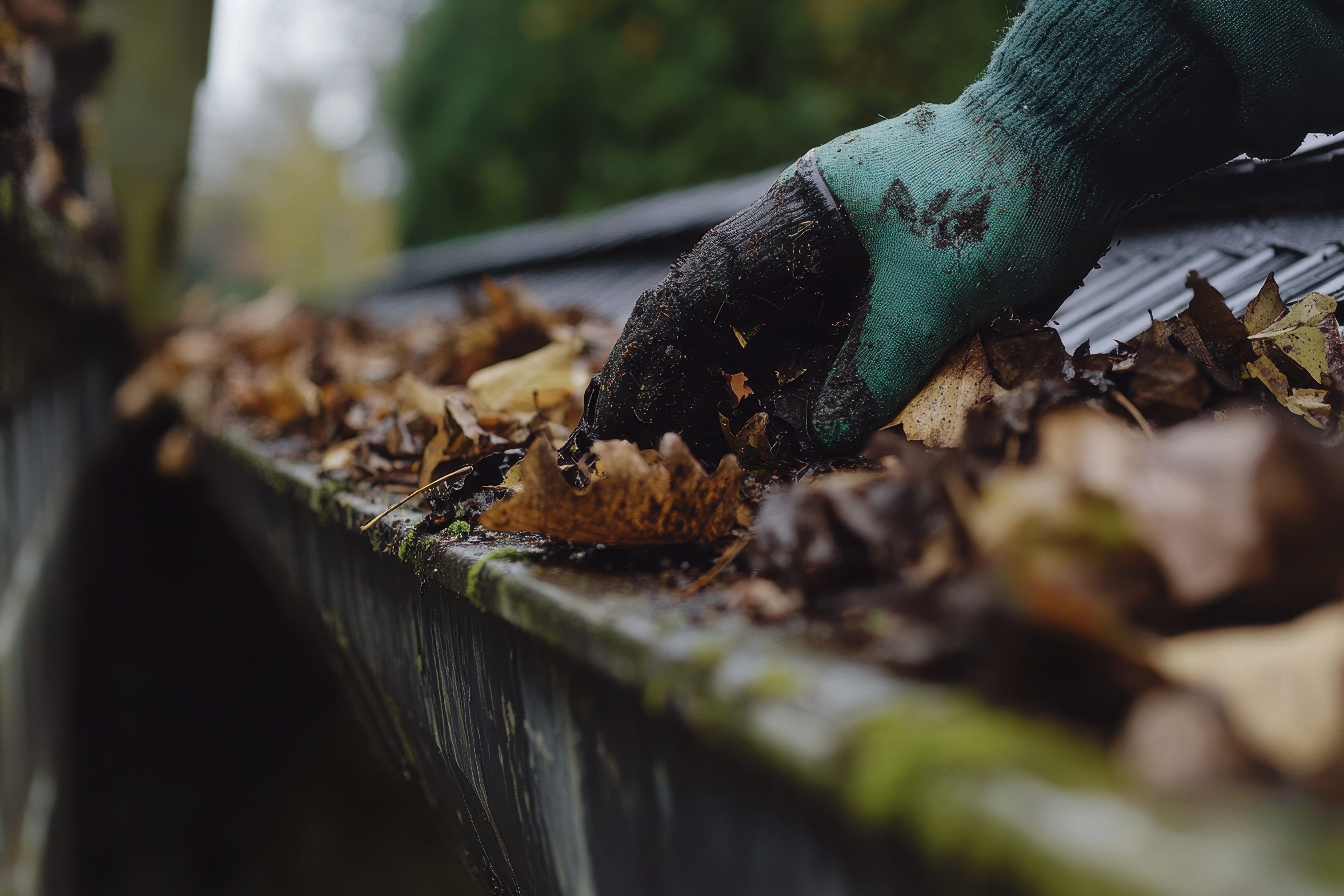 Commercial Gutter Cleaning in action